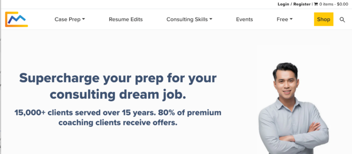 Screenshot of management consulted homepage